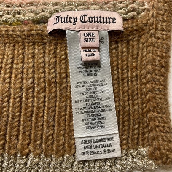 Juicy Couture Long Scarf Brown Cream Red One Size - Picture 4 of 9